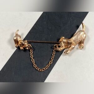 Vintage Avon 1982 Playful Puppies Stick Pin Textured Gold Tone